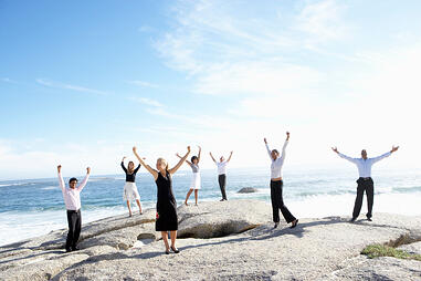 Business Group on Beach 