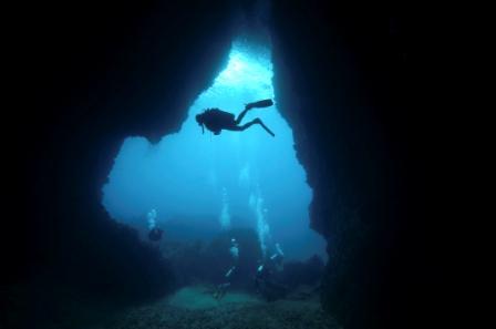 Divers in Underwater Cave